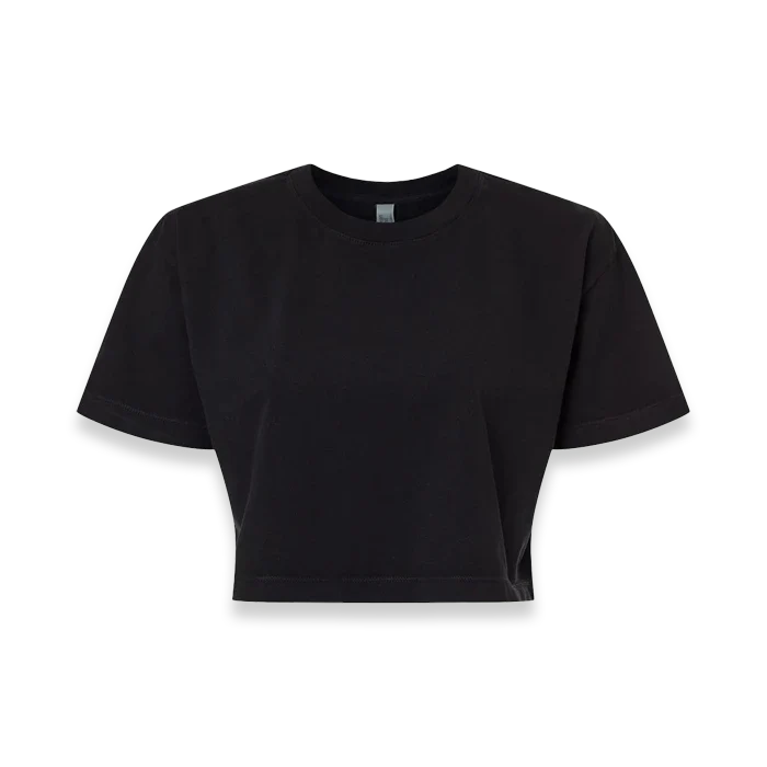 American Apparel - Women's Garment-Dyed Heavyweight Cropped Tee - 1302GD - True Black (Front)