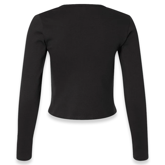 American Apparel - Women's Baby Rib Long Sleeve Cropped Tee - BR2107 - Black (Back)