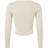 American Apparel - Women's Baby Rib Long Sleeve Cropped Tee - BR2107 - Bone (Back)