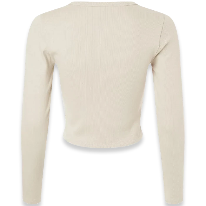 American Apparel - Women's Baby Rib Long Sleeve Cropped Tee - BR2107 - Bone (Back)