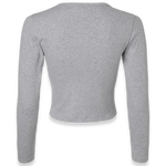 American Apparel - Women's Baby Rib Long Sleeve Cropped Tee - BR2107 - Heather Grey (Back)