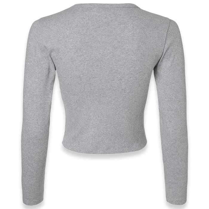 American Apparel - Women's Baby Rib Long Sleeve Cropped Tee - BR2107 - Heather Grey (Back)