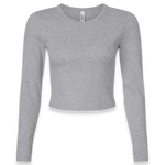 American Apparel - Women's Baby Rib Long Sleeve Cropped Tee - BR2107 - Heather Grey (Front)