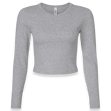 American Apparel - Women's Baby Rib Long Sleeve Cropped Tee - BR2107 - Heather Grey (Front)