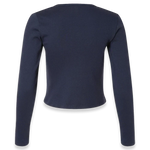 American Apparel - Women's Baby Rib Long Sleeve Cropped Tee - BR2107 - Navy (Back)