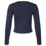 American Apparel - Women's Baby Rib Long Sleeve Cropped Tee - BR2107 - Navy (Back)