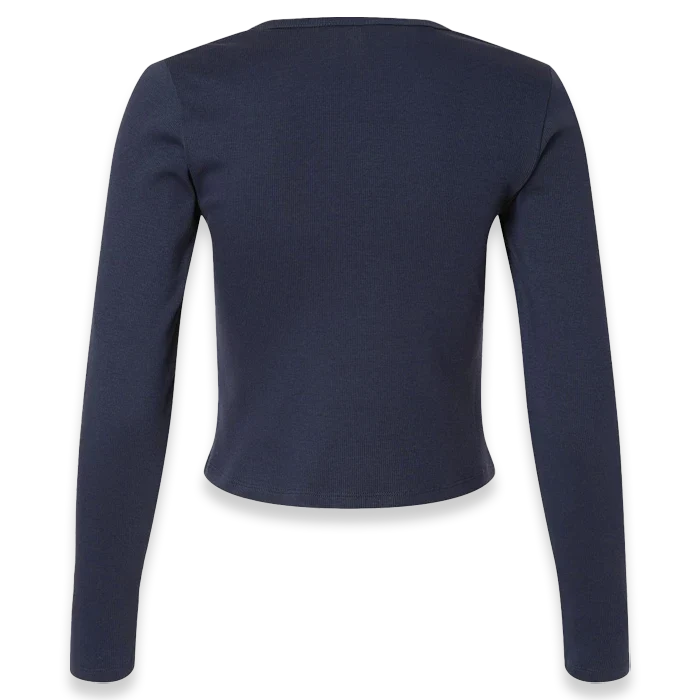 American Apparel - Women's Baby Rib Long Sleeve Cropped Tee - BR2107 - Navy (Back)