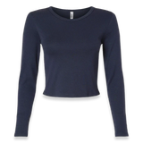 American Apparel - Women's Baby Rib Long Sleeve Cropped Tee - BR2107 - Navy (Front)