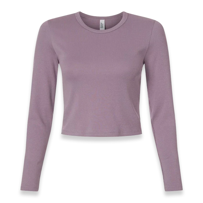American Apparel - Women's Baby Rib Long Sleeve Cropped Tee - BR2107 - Smokey Violet (Front)