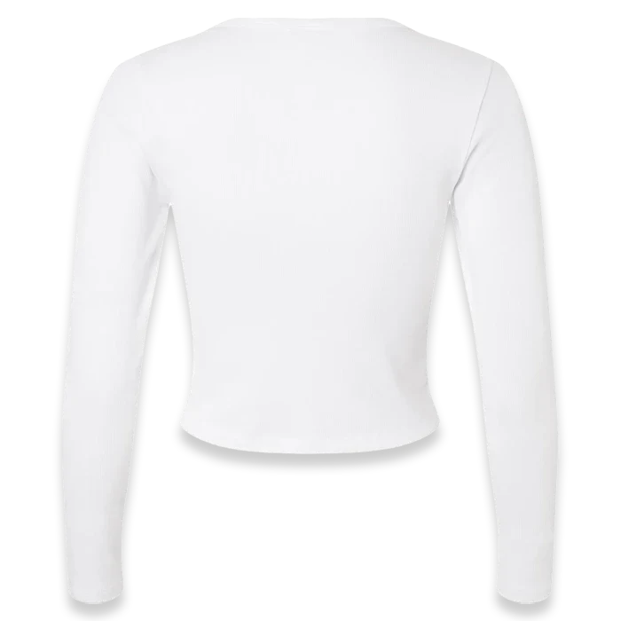 American Apparel - Women's Baby Rib Long Sleeve Cropped Tee - BR2107 - White (Back)