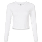 American Apparel - Women's Baby Rib Long Sleeve Cropped Tee - BR2107 - White (Front)