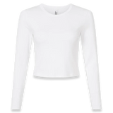 American Apparel - Women's Baby Rib Long Sleeve Cropped Tee - BR2107 - White (Front)