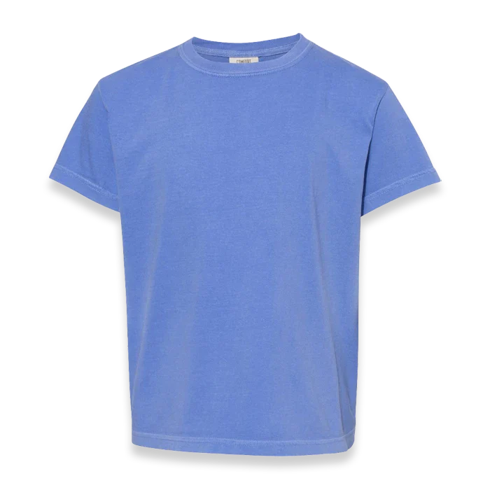 Comfort Colors - Garment-Dyed Youth Heavyweight T-Shirt - 9018 - Flo Blue - Front view