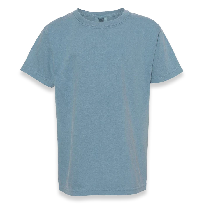 Comfort Colors - Garment-Dyed Youth Heavyweight T-Shirt - 9018 - Ice Blue - Front view
