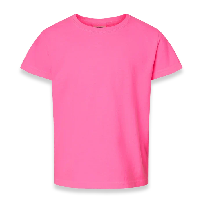 Comfort Colors - Garment-Dyed Youth Heavyweight T-Shirt - 9018 - Neon Pink - Front view