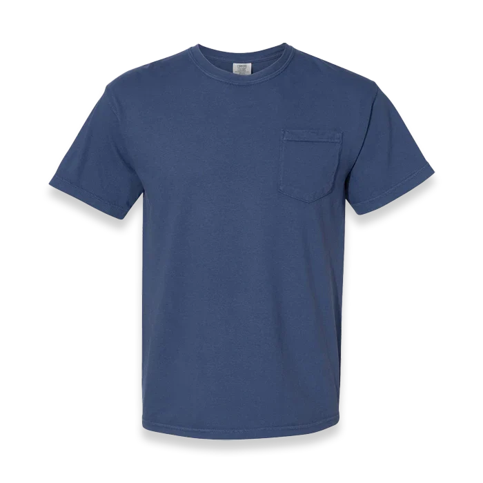Comfort Colors - Garment-Dyed Heavyweight Pocket T-Shirt - 6030 - China Blue - Front view