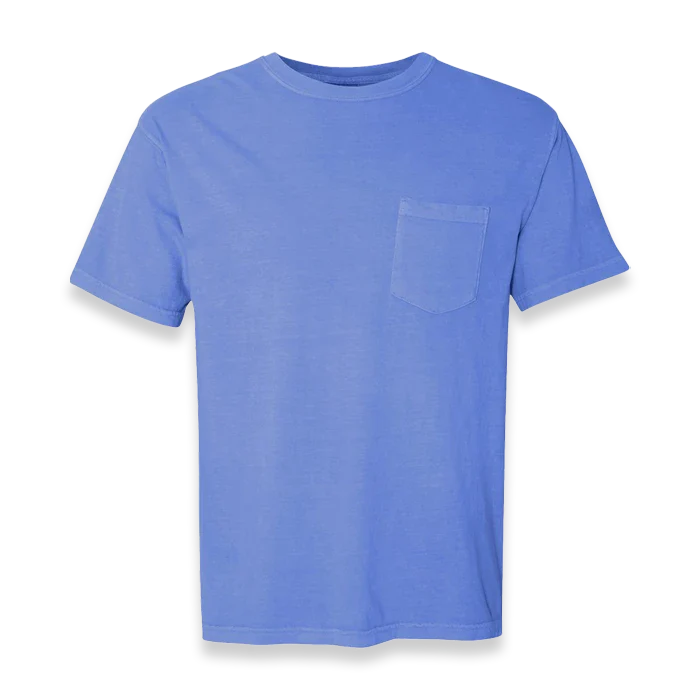 Comfort Colors - Garment-Dyed Heavyweight Pocket T-Shirt - 6030 - Flo Blue - Front view