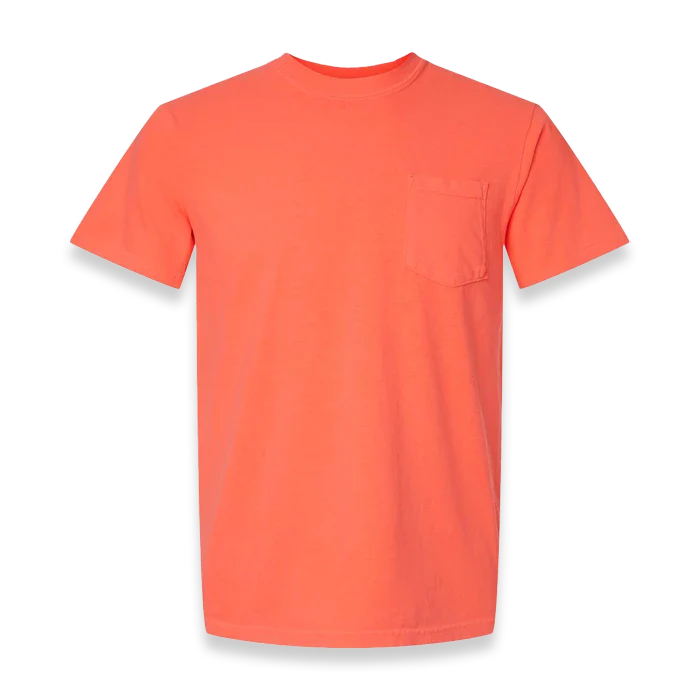 Comfort Colors - Garment-Dyed Heavyweight Pocket T-Shirt - 6030 - Neon Red Orange - Front view