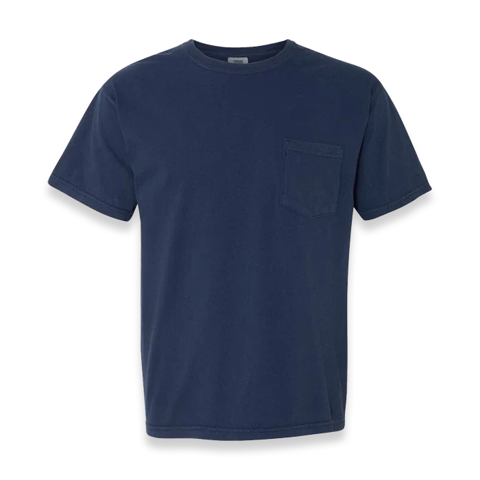 Comfort Colors - Garment-Dyed Heavyweight Pocket T-Shirt - 6030 - True Navy - Front view