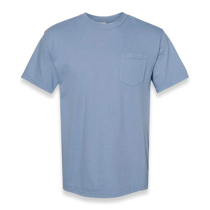 Comfort Colors - Garment-Dyed Heavyweight Pocket T-Shirt - 6030 - Washed Denim - Front view