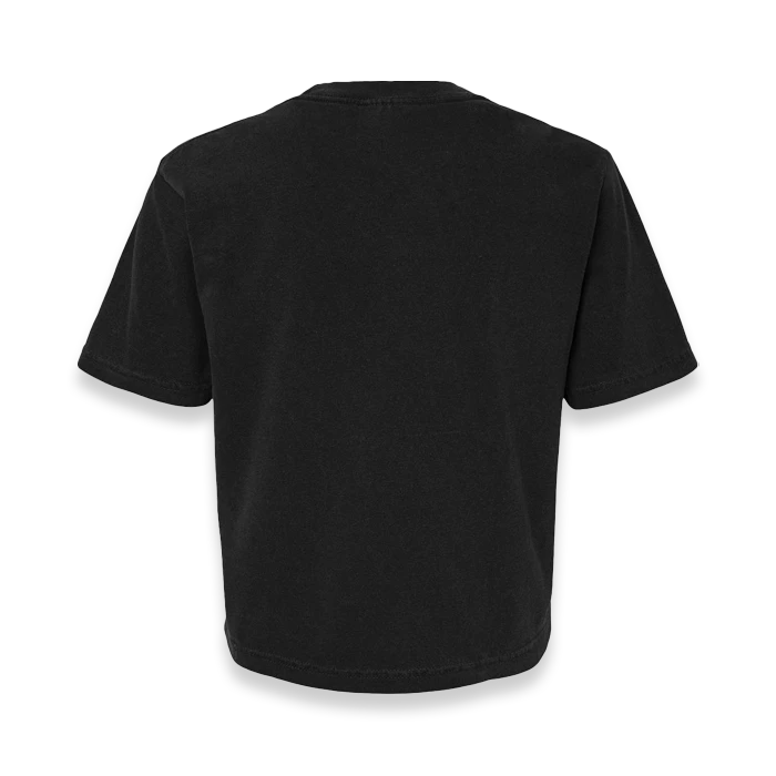 Back view of Comfort Colors 3023CL women's garment-dyed heavyweight boxy t-shirt in Black