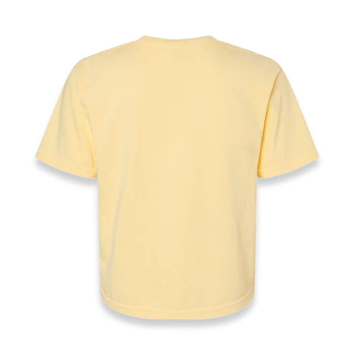 Back view of Comfort Colors 3023CL women's garment-dyed heavyweight boxy t-shirt in Butter