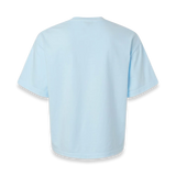 Back view of Comfort Colors 3023CL women's garment-dyed heavyweight boxy t-shirt in Chambray