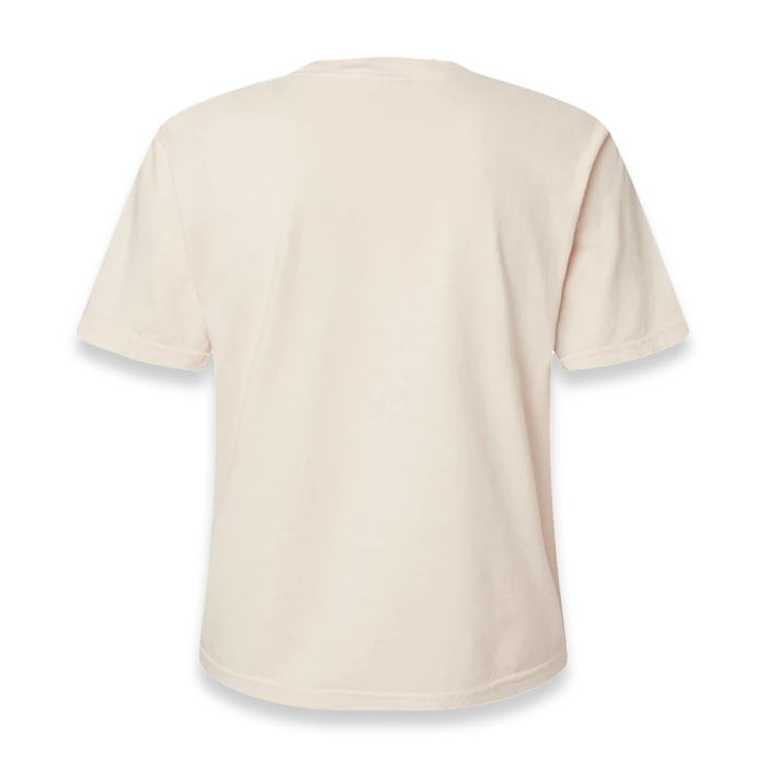 Back view of Comfort Colors 3023CL women's garment-dyed heavyweight boxy t-shirt in Ivory