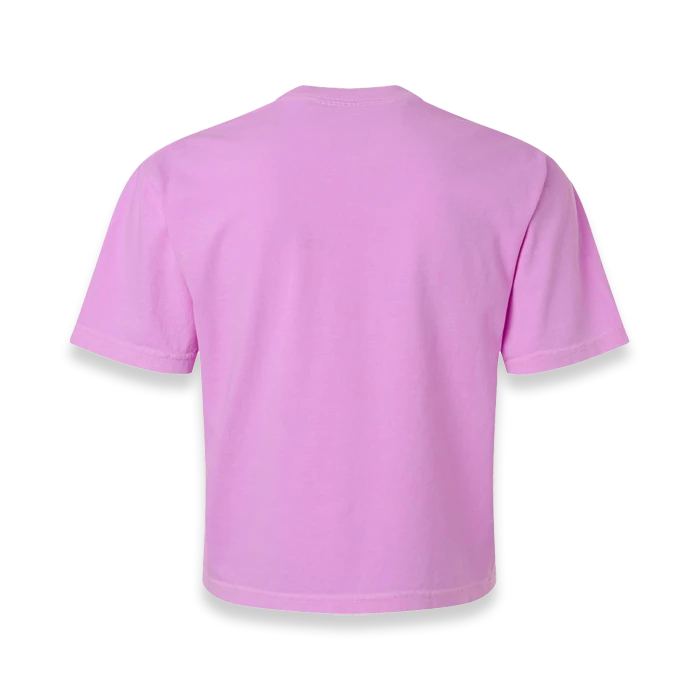 Back view of Comfort Colors 3023CL women's garment-dyed heavyweight boxy t-shirt in Neon Violet