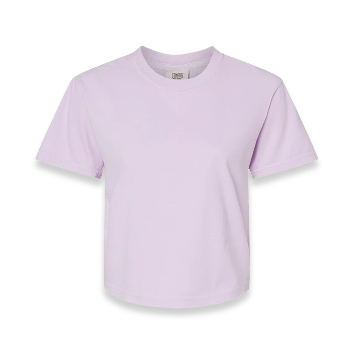 Front view of Comfort Colors 3023CL women's garment-dyed heavyweight boxy t-shirt in Orchid
