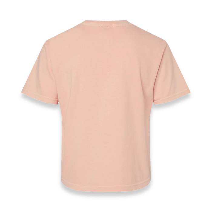 Back view of Comfort Colors 3023CL women's garment-dyed heavyweight boxy t-shirt in Peachy