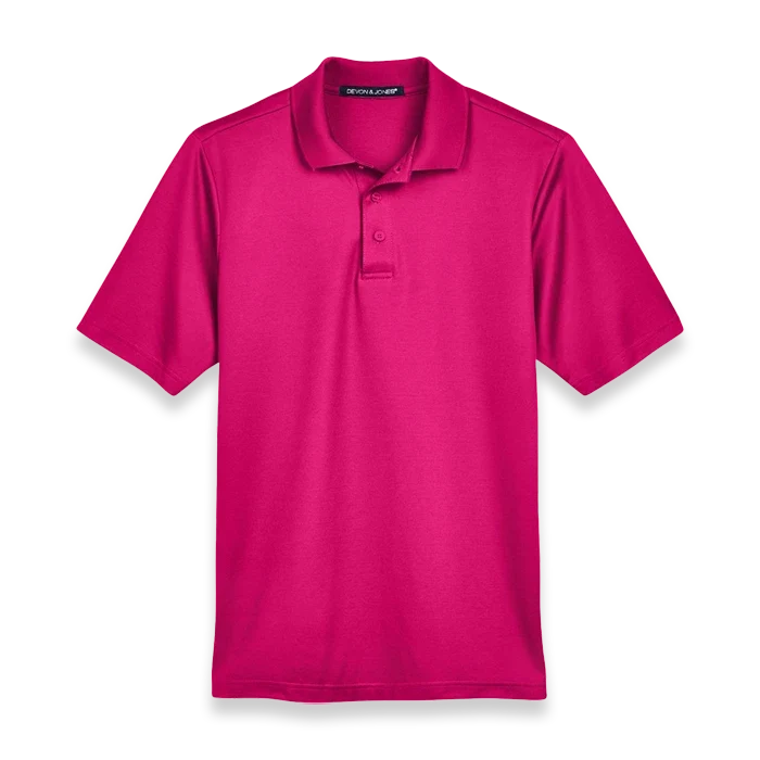 Devon & Jones CrownLux Performance Men's Plaited Polo DG20 - Crown Raspberry - Front view