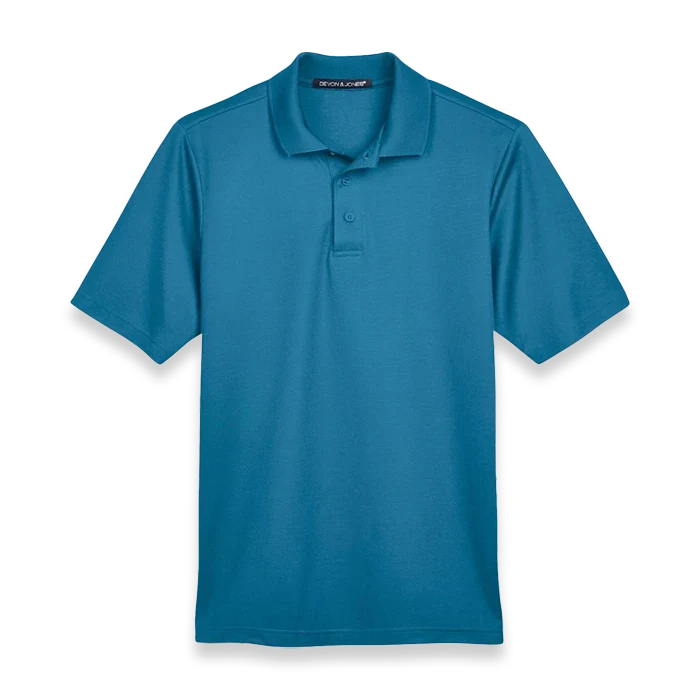 Devon & Jones CrownLux Performance Men's Plaited Polo DG20 - Dark Teal - Front view