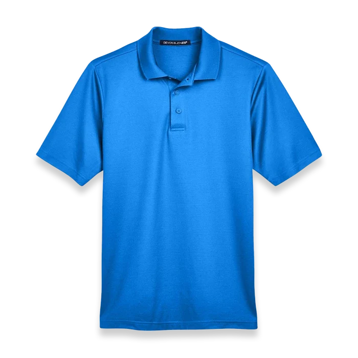 Devon & Jones CrownLux Performance Men's Plaited Polo DG20 - French Blue - Front view
