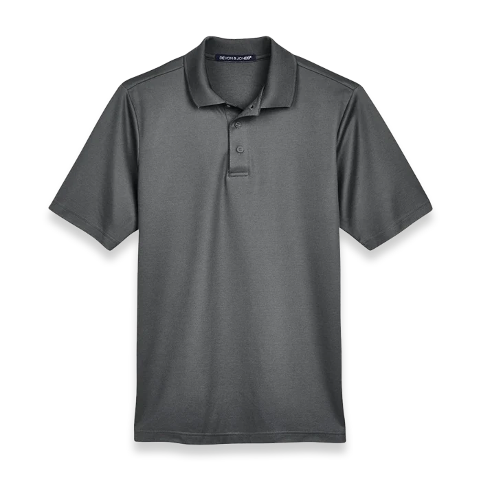 Devon & Jones CrownLux Performance Men's Plaited Polo DG20 - Graphite - Front view