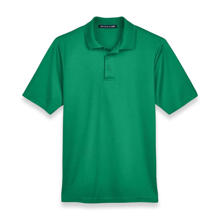 Devon & Jones CrownLux Performance Men's Plaited Polo DG20 - Kelly Green - Front view
