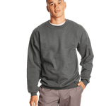 Man wearing a Hanes Adult Ultimate Cotton 90/10 Fleece Crew in Charcoal Heather.