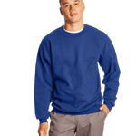 Man wearing a Hanes Adult Ultimate Cotton 90/10 Fleece Crew in Deep Royal.