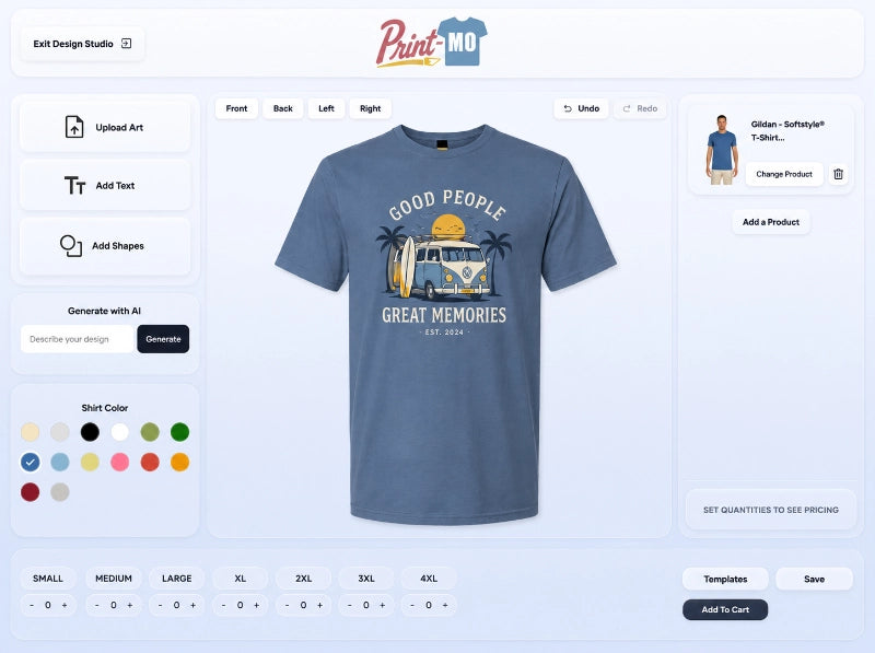 Online t-shirt designer preview interface