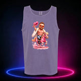 Grape Comfort Colors 9360 tank top featuring the JSO wrestler riding a pink pony, front view