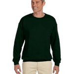 Man wearing a Jerzees Adult Super Sweats NuBlend Fleece Crew in Forest Green.