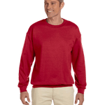 Man wearing a Jerzees Adult Super Sweats NuBlend Fleece Crew in True Red.