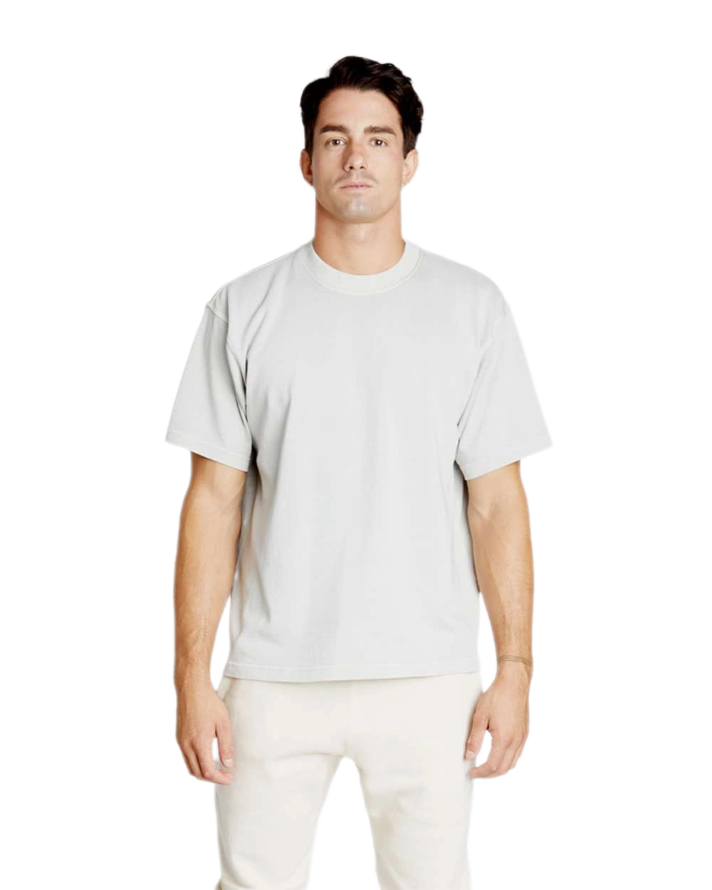 Lane Seven - Unisex Urban Heavyweight Tee - LS16005 in Pigment Lunar Rock — model front view