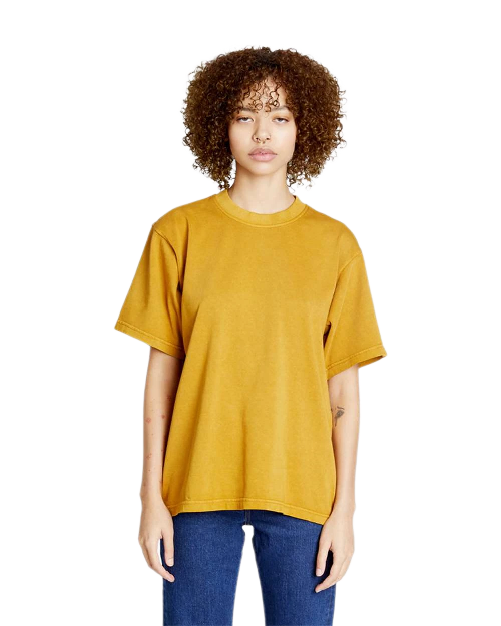 Lane Seven - Unisex Urban Heavyweight Tee - LS16005 in Pigment Peanut Butter — model front view