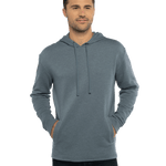 Man modeling a Next Level Apparel Adult PCH Pullover Hoodie in Heather Slate Blue