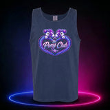 True Navy Comfort Colors 9360 tank top featuring The Pony Club heart emblem with mirrored purple ponies, front view