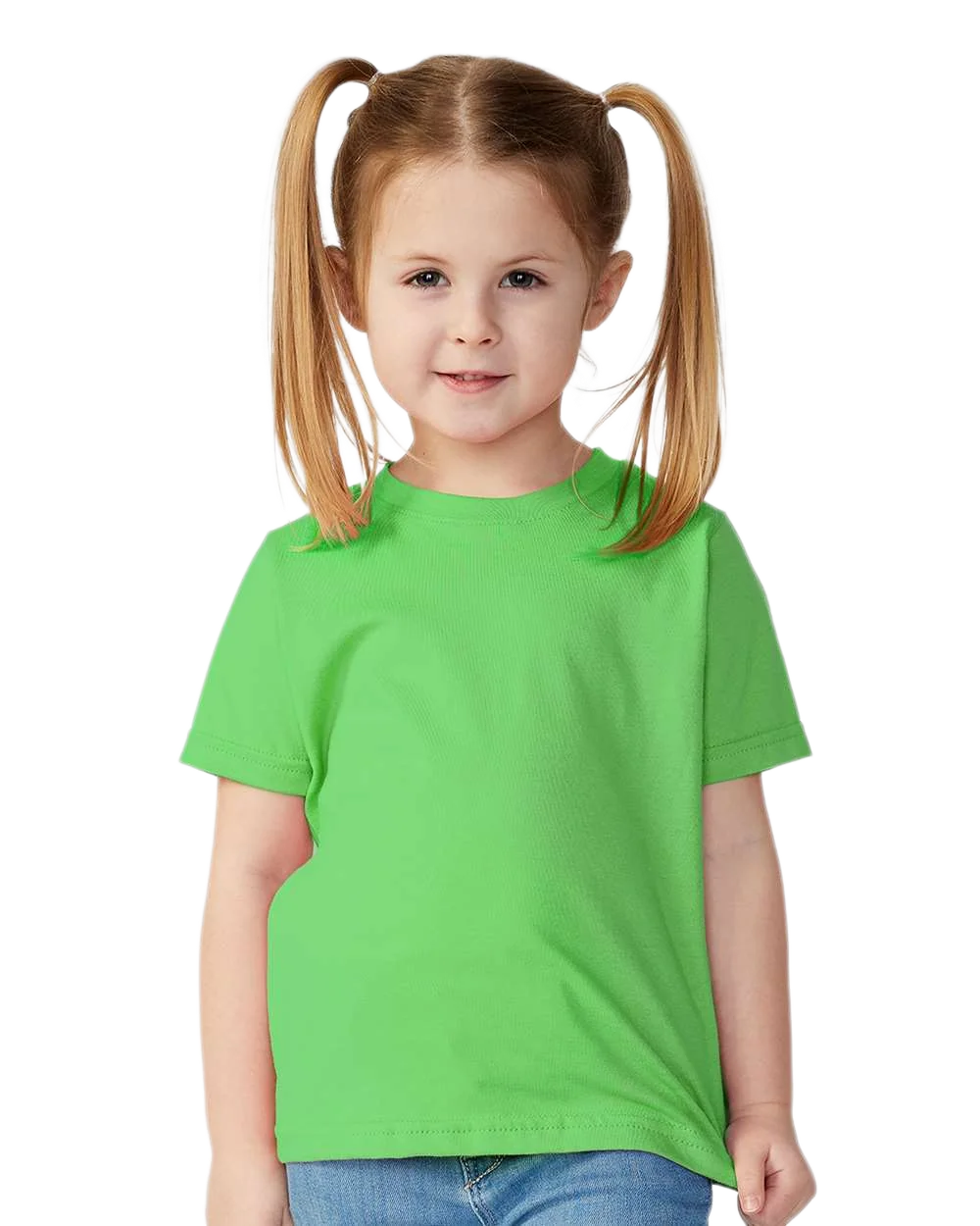 Rabbit Skins - Toddler Fine Jersey T-Shirt - 3321 - Apple - Front view on toddler model