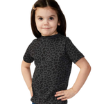 Rabbit Skins - Toddler Fine Jersey T-Shirt - 3321 - Black Leopard - Front view on toddler model