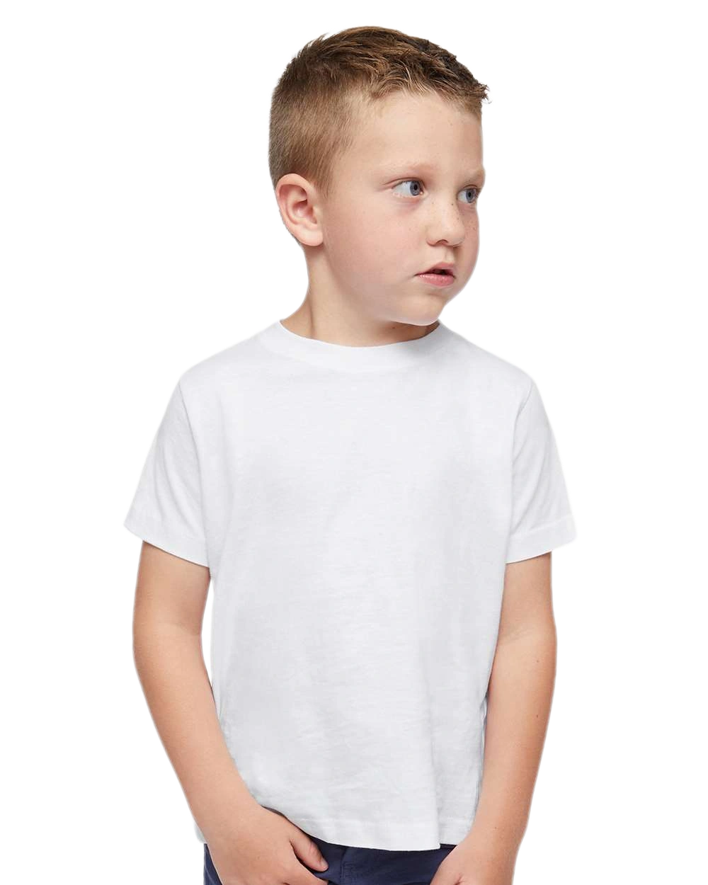 Rabbit Skins - Toddler Fine Jersey T-Shirt - 3321 - Blended White - Front view on toddler model