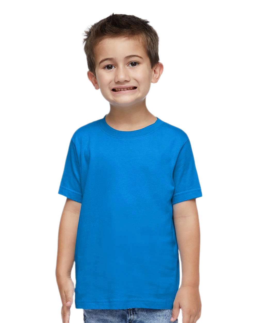 Rabbit Skins - Toddler Fine Jersey T-Shirt - 3321 - Cobalt - Front view on toddler model